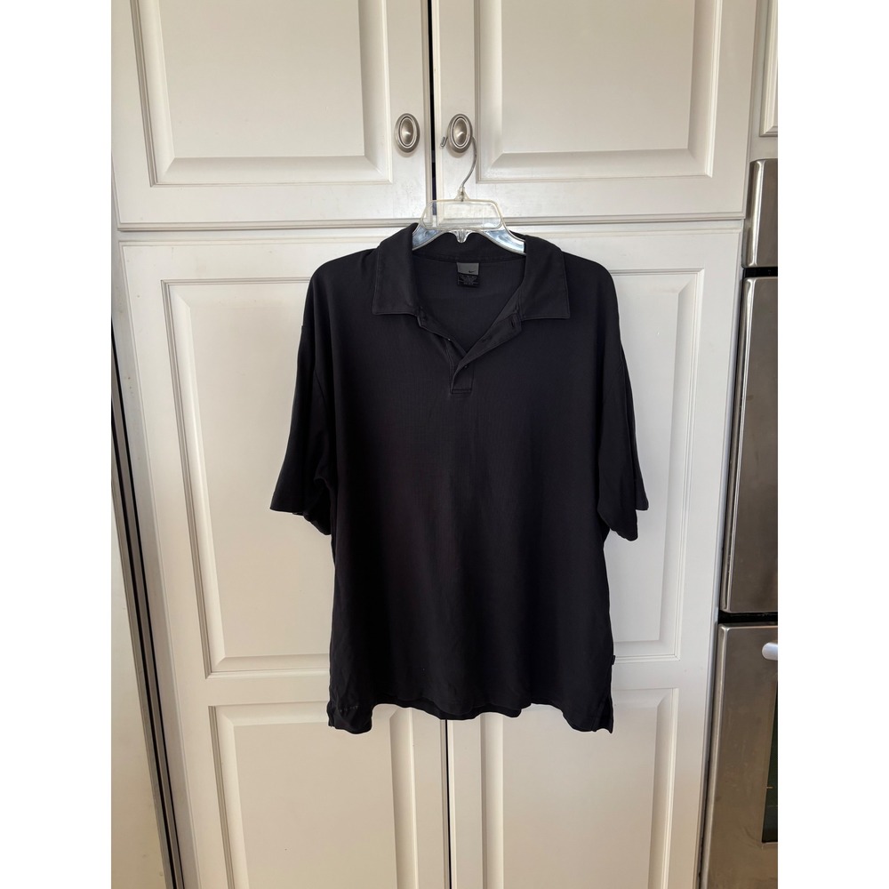 Nike Dri-FIT Black Waffle Knit Short Sleeve Polo Shirt Womens XL Sporty Golf